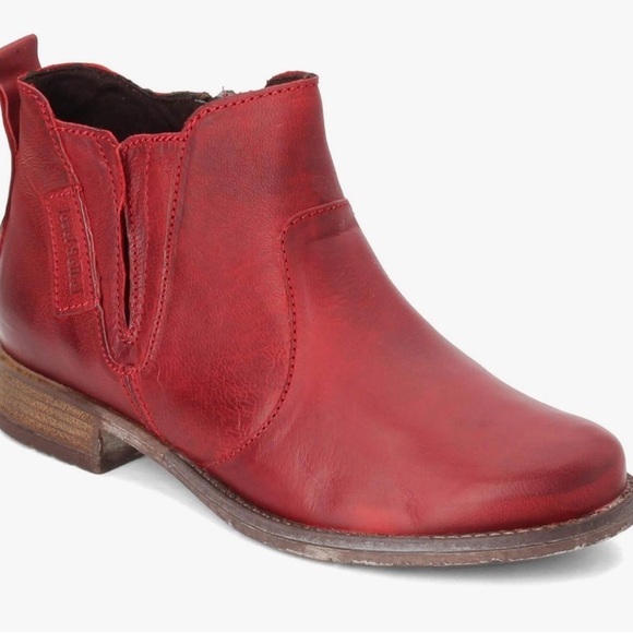 Red Leather Ankle Boots - Picture 1 of 14
